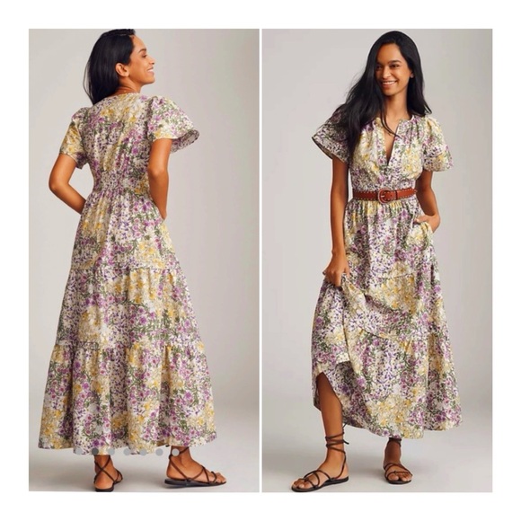 ANTHROPOLOGIE Floral Tiered Maxi Dress